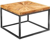 salontafel mango massief hout 55x40x55 cm tafel met metalen onderstel | Vierkante salontafel in industrieel design | Stoere salontafel modern