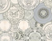 PORSELEINEN BORDEN BEHANG | Design - grijs wit metallic - A.S. Création Versace 3