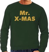 Foute Kersttrui / sweater - Mr. x-mas - goud / glitter - groen - heren - kerstkleding / kerst outfit M (50)