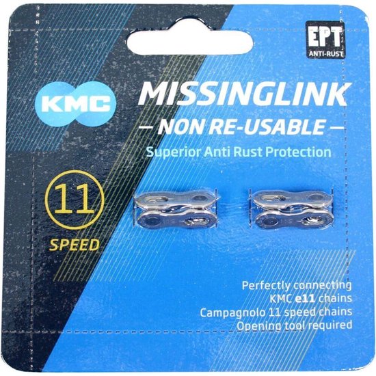Spin handig Verantwoordelijk persoon KMC MissingLink - Sluitschakel 11 speed Zilver KMC - Shimano ketting (2  stuks) | bol.com