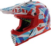 LS2 MX437 Fast Evo Mini Funky Rood Wit Crosshelm - Maat S - Helm