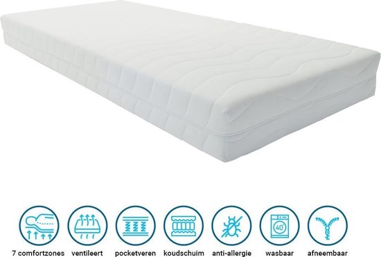 DUÉRMETE ONLINE Visco-elastische matras, Pocket Visco, omkeerbaar (winter- zomer), hardheid medium tot hoog, dikte 25 cm, mijtdicht, antibacterieel en hypoallergeen, 90 x 190 cm DUÉRMETE ONLINE Visco-elastische matras, Pocket Visco, omkeerbaar (winter- zomer), hardheid medium tot hoog, dikte 25 cm, mijtdicht, antibacterieel en hypoallergeen, 90 x 190 cm