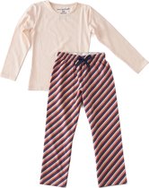 Little Label - Meisjes pyjama - stripes pink red blue - maat: 110/116 - bio-katoen