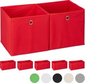 Relaxdays 12x opbergbox - stof - opvouwbaar - speelgoed - opbergmand - opbergen - rood