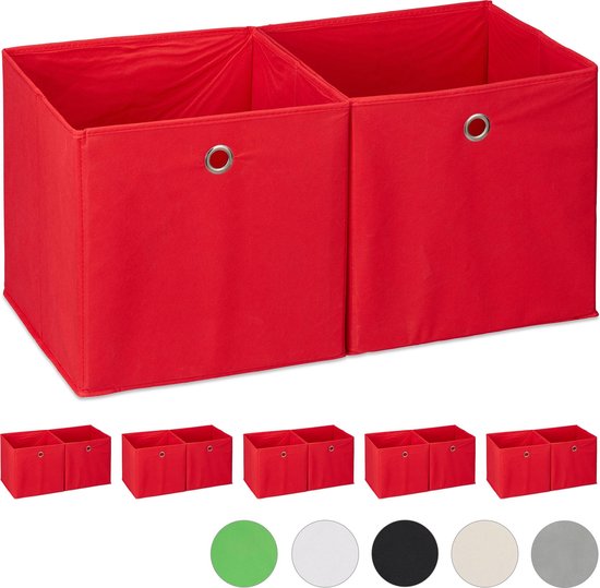 Grondwet maximaal Plateau Relaxdays 12x opbergbox - stof - opvouwbaar - speelgoed - opbergmand -  opbergen - rood | bol.com