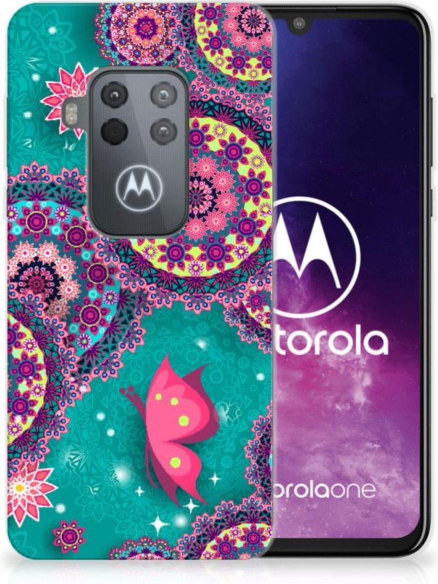 Motorola One Zoom Hoesje maken Cirkels en Vlinders