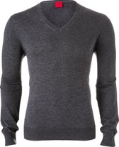 OLYMP Level 5 body fit trui wol met zijde - V-hals - antraciet grijs - Maat: M