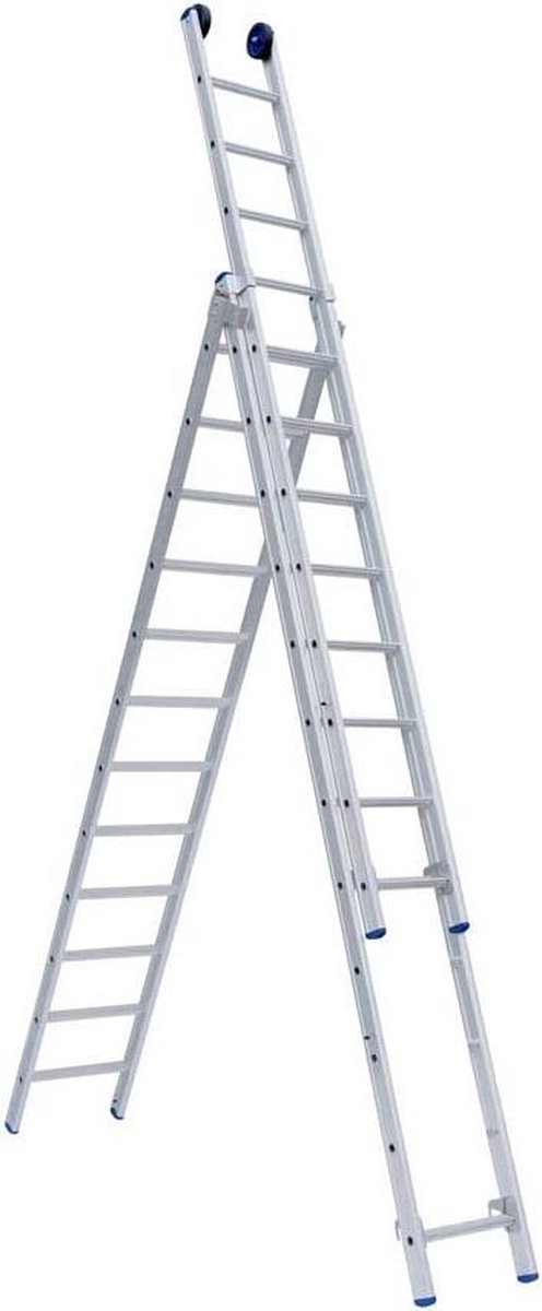 Eurostairs Reform ladder driedelig uitgebogen 3x10 sporten + gevelrollen