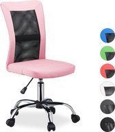 Relaxdays bureaustoel zonder armleuning - ergonomische computerstoel - verstelbaar - stoel - roze