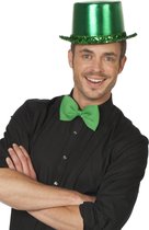 Hoge hoed lamee met paillettenband groen