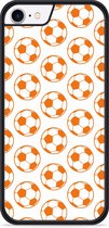 iPhone 8 Hardcase hoesje Orange Soccer Balls - Designed by Cazy
