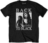 Amy Winehouse Heren Tshirt -2XL- Back To Black Zwart