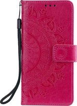 Shop4 - Samsung Galaxy S20 Ultra Hoesje - Wallet Case Mandala Patroon Roze