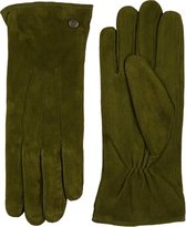 Suède handschoenen dames met drie opnaden model Boretto Color: Olive, Size: 7