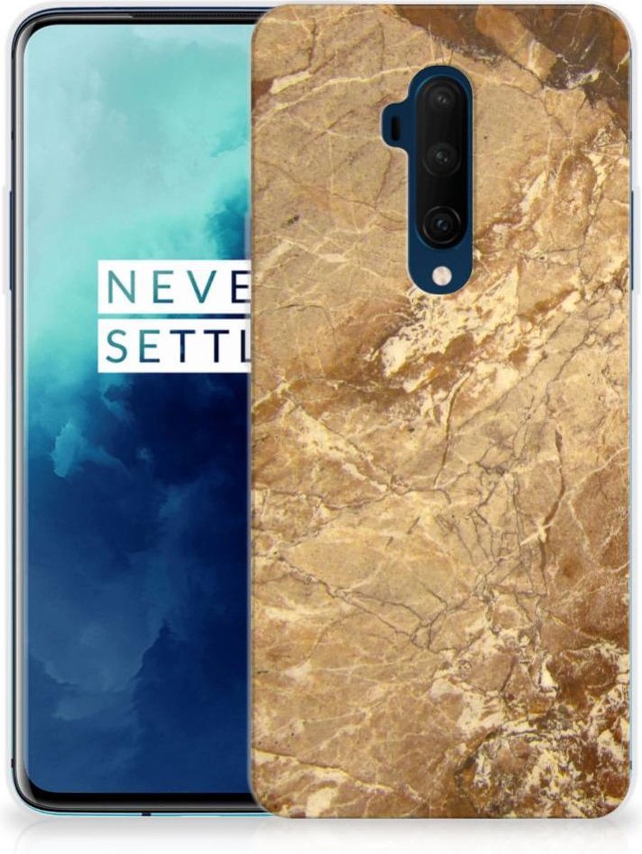 OnePlus 7T Pro TPU Siliconen Hoesje Marmer Creme