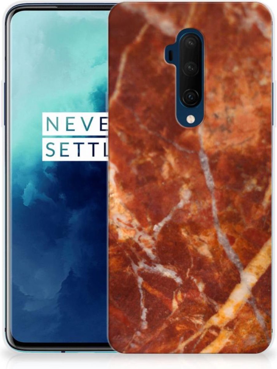 OnePlus 7T Pro TPU Siliconen Hoesje Marmer Bruin