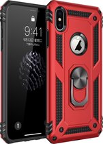 Xssive Anti Shock Back Cover met Magnetische Ringhouder voor Apple iPhone X - iPhone XS -  Rood