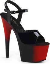 Pleaser Sandaal met enkelband, Paaldans schoenen -36 Shoes- ADORE-709BR Paaldans schoenen Zwart/Rood