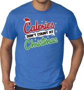 Grote maten foute Kerst shirt / t-shirt - Calories dont count at Christmas - blauw voor heren - kerstkleding / kerst outfit 4XL