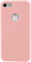 GadgetBay Effen roze gekleurde siliconen hoesje iPhone 7 8 Roze cover Pink case