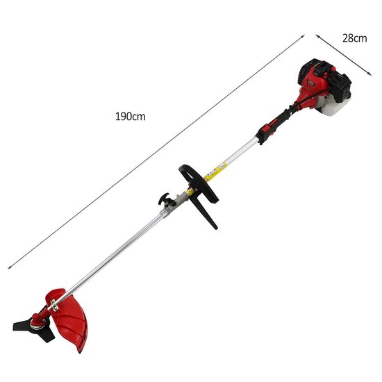 T-Mech - Bosmaaier - 5 in 1 Tuin Multi Tool - 52cc Benzine - Kettingzaag Grasmaaier Heggenschaar - Mes en Draad - Verlengstuk