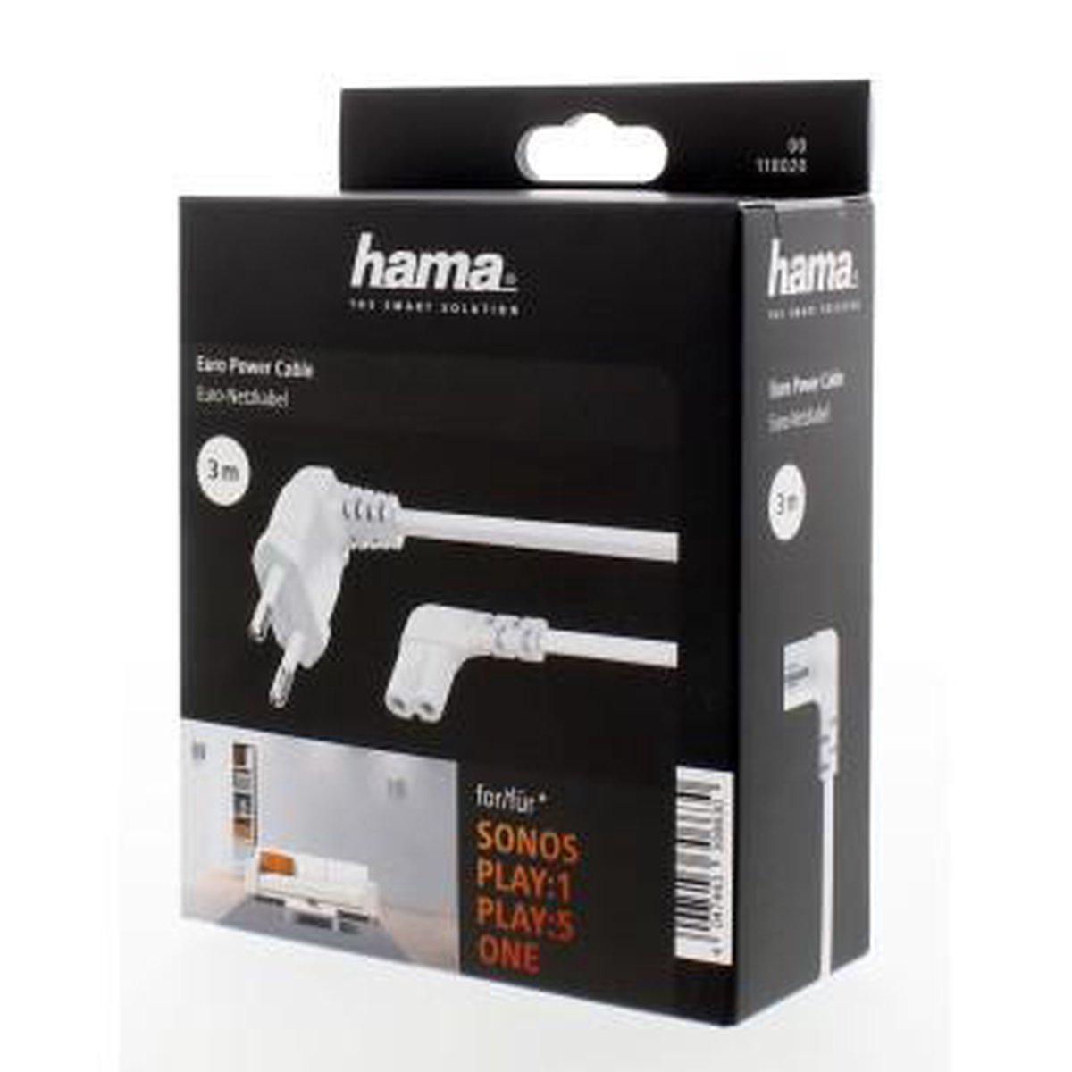 Hama Euro-netsnoer geschikt voor Sonos PLAY:1/PLAY:5/One (SL), aan beide  zijden haaks,... | bol
