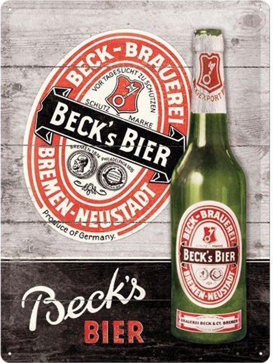 Beck's Bier Bottle Metalen wandbord in reliëf 30 x 40 cm | bol.com