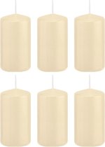6x Cremewitte cilinderkaarsen/stompkaarsen 6 x 12 cm 40 branduren - Geurloze kaarsen - Woondecoraties