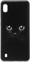 ADEL Siliconen Back Cover Softcase Hoesje Geschikt voor Samsung Galaxy A10/ M10 - Kat Zwart