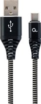 Premium USB Type-C laad- & datakabel 'katoen', 2 m, zwart/wit
