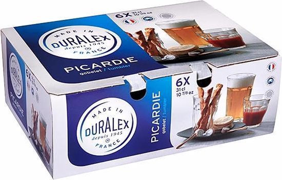 Duralex Picardie Waterglas 310 ml - Gehard glas - 6 stuks - Duralex