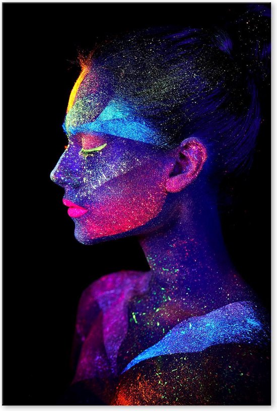 Neon - Portret Vrouw - Schilderij op Canvas