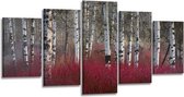 Peinture - Bouleau, Rouge, 200X100cm, 5 panneaux