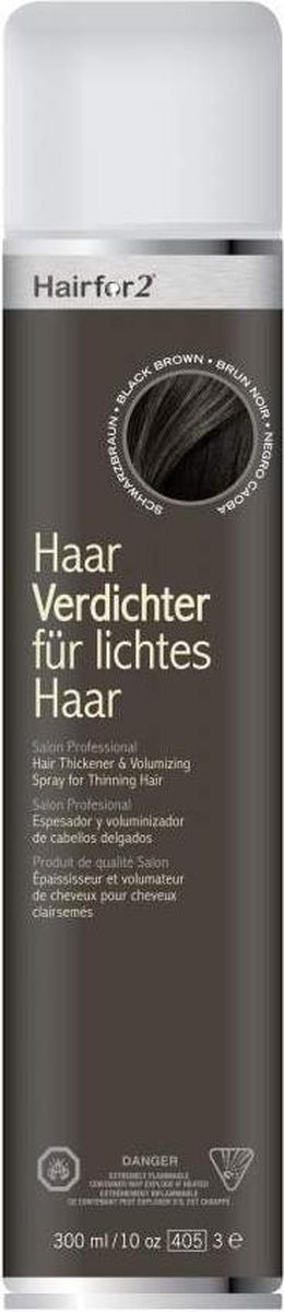 Hairfor2 Hair Thickener & Volumizing Kleurspray Bruinzwart 300 ml