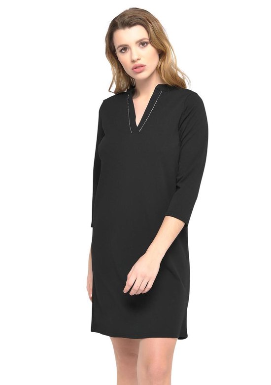 Ongekend bol.com | Rechte jurk met oosterse kraag - Zwart KL-14