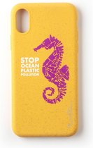 Wilma Stop Plastic Case Biologisch Afbreekbaar Beschermend Hoesje Zeepaardje iPhone X XS - Geel