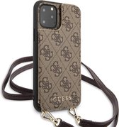 iPhone 11 Pro Max Backcase hoesje - Guess - Effen Bruin - Kunstleer