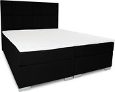 Boxspring Pisa - Vaste luxe box - Pocketvering matras + Topper - 160 x 200 - 12 vakken - Zwart - L poten