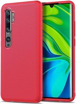 Xiaomi Mi Note 10 (Pro) Twill Texture TPU Hoesje Rood