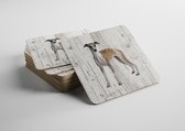 Hond Greyhound | Houten Onderzetters 6 Stuks