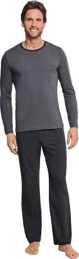 Schiesser Lange herenpyjama - Nightwear set, Antraciet 182197, 102