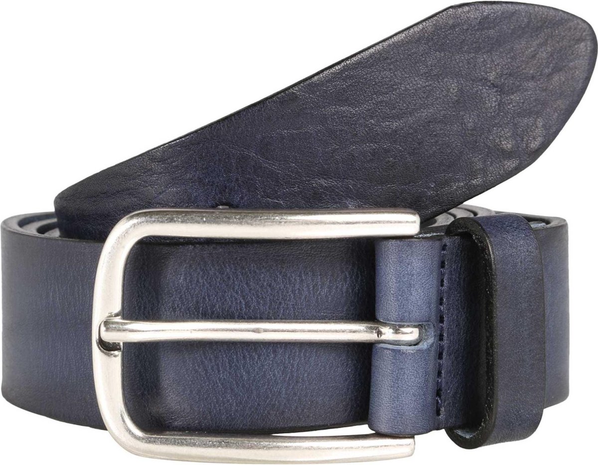 Vanzetti Leren Riem Denim Love 35mm Full Leather Belt W115 Marine Blauw