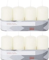 8x Ivoorwitte cilinderkaarsen/stompkaarsen 5 x 10 cm 18 branduren - Geurloze kaarsen - Woondecoraties