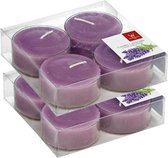 8x Maxi geurtheelichtjes lavendel/paars 8 branduren - Geurkaarsen lavendelgeur - Grote waxinelichtjes