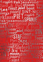 Sint Piet December Cadeaupapier Handlettering S891827-3 Rood- Breedte 50 cm - 125m lang