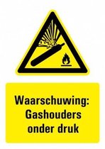 Waarschuwing voor gashouders onder druk bord met tekst - dibond 148 x 210 mm