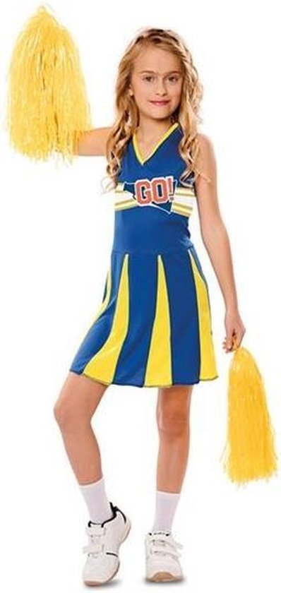 Witbaard Verkleedjurk Cheerleader Meisjes Blauw Maat 140/155 | bol.com