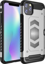 Luxe Armor Hoesje - Hoesje Geschikt voor iPhone 11 Pro - Zilver