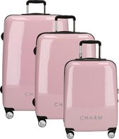 Charm Dayton - 3 delige ABS kofferset - TSA slot - roze