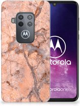 TPU Siliconen Hoesje Motorola One Zoom Marmer Oranje